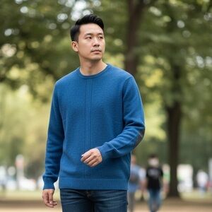 Tommy Bahama Merino Wool Alpaca Crew Neck Sweater Elbow Patches NWOT